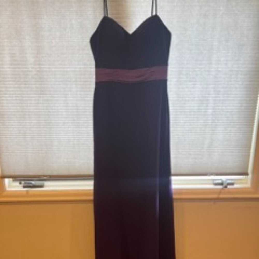 Long purple dress with light purple tie around back